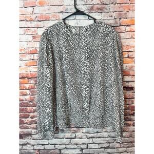 Vintage Lloyd Williams black white elastic waist 3/4 sleeve top blouse women 20W